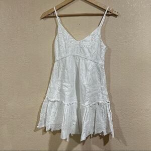 Minkpink White Nirvana Embroidered Leaf Swing Mini Dress